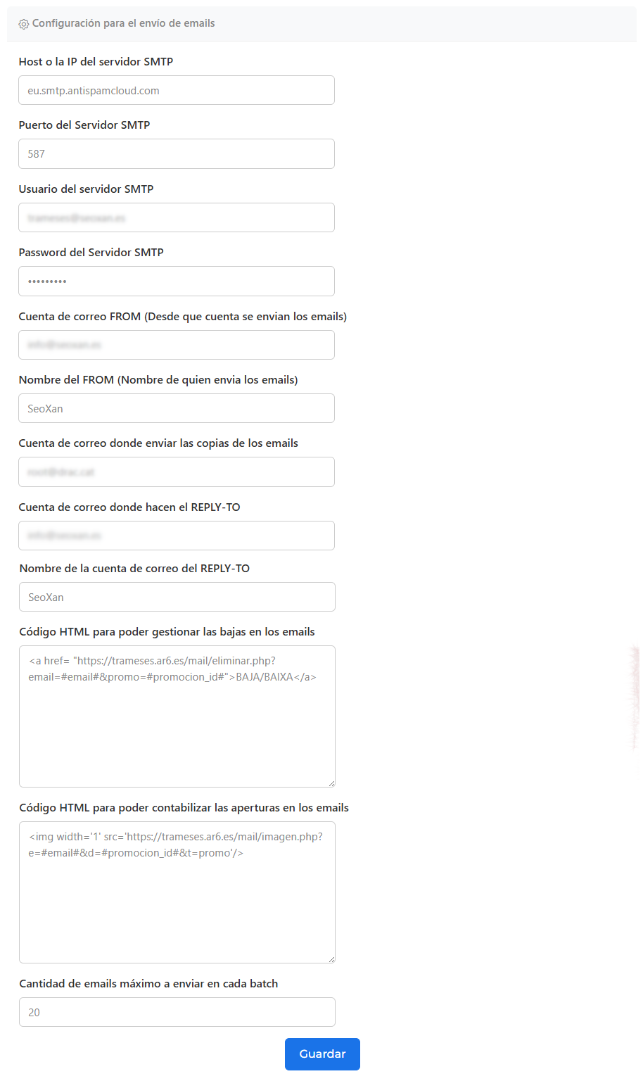 configuracion mail