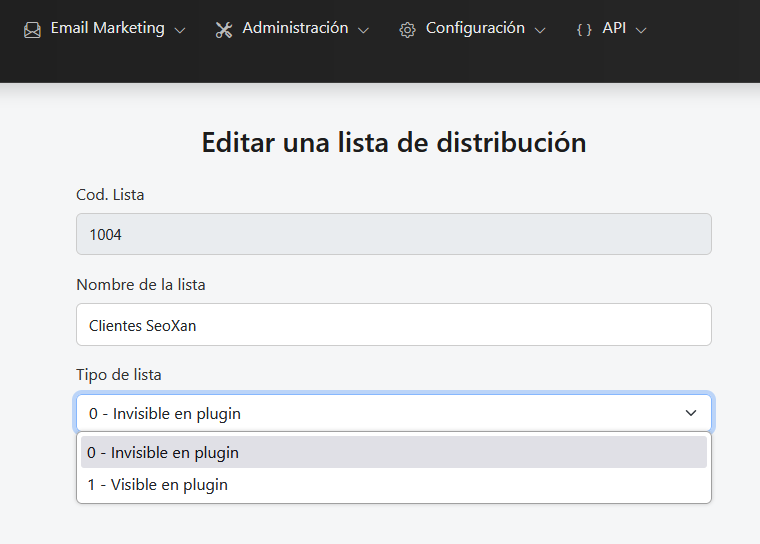 Editar lista de distribución